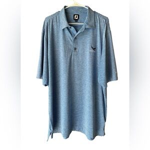 FootJoy Men's Golf Shirt Short Sleeve Polo Heather Blue Striped Size 2XL